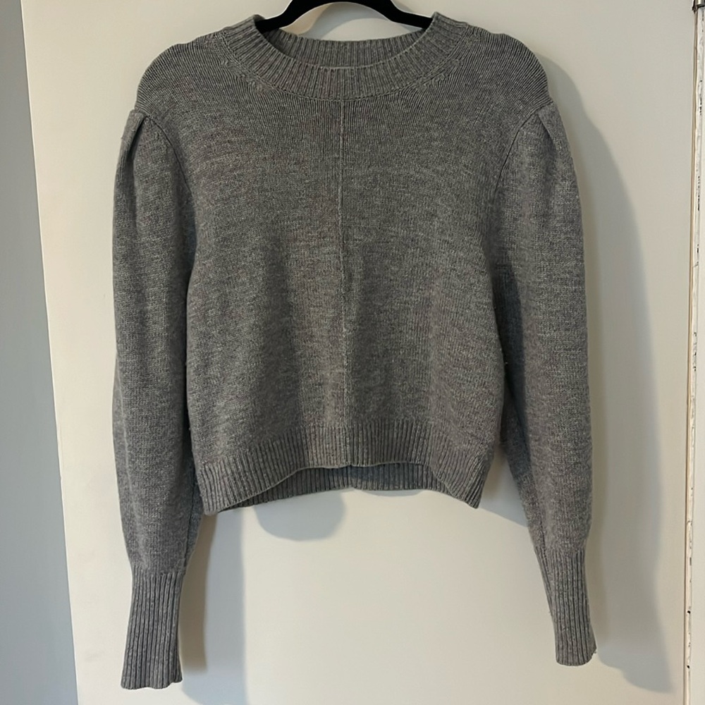 somethkng navy minnie puff sleeve sweater wool and cashmere size XS